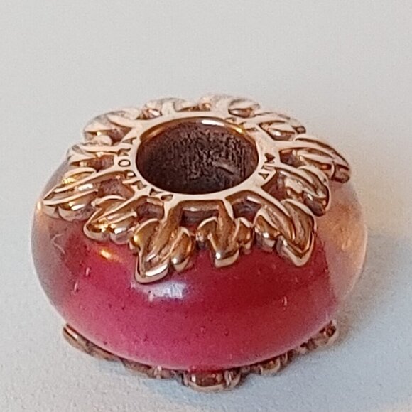 PANDORA Leaves PANDORA Rose Gold Charm with Pink Murano Glass CHARM BRAC… - Picture 1 of 3
